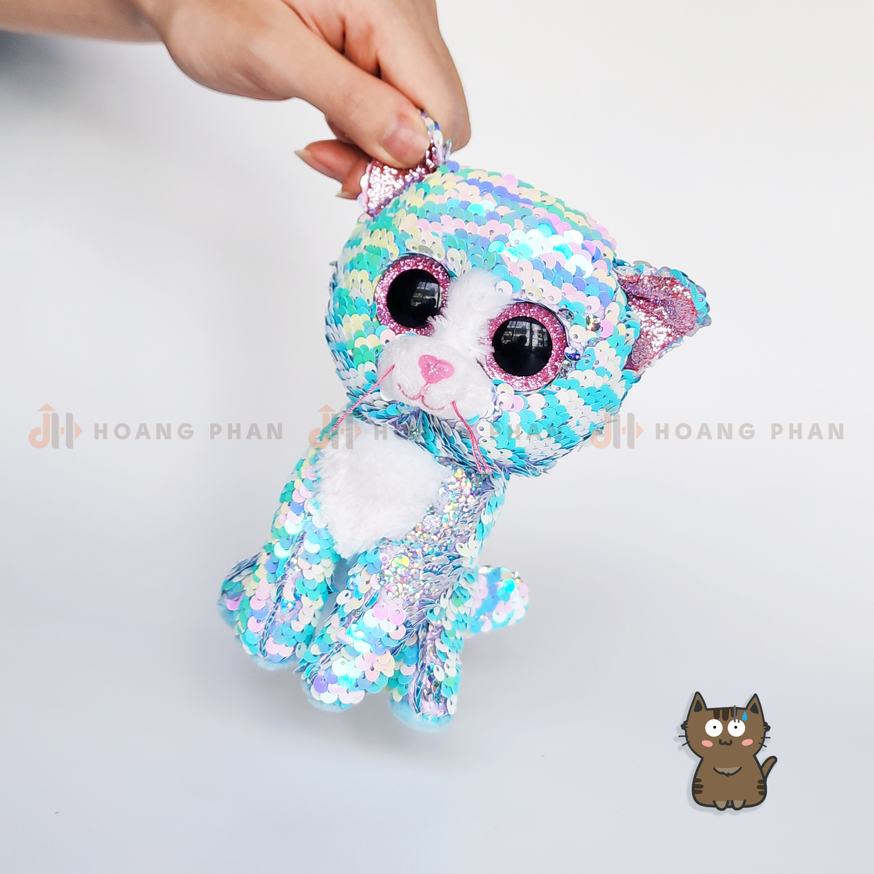Mèo Bông Sequin Thông Thái Đính Cườm Lấp Lánh