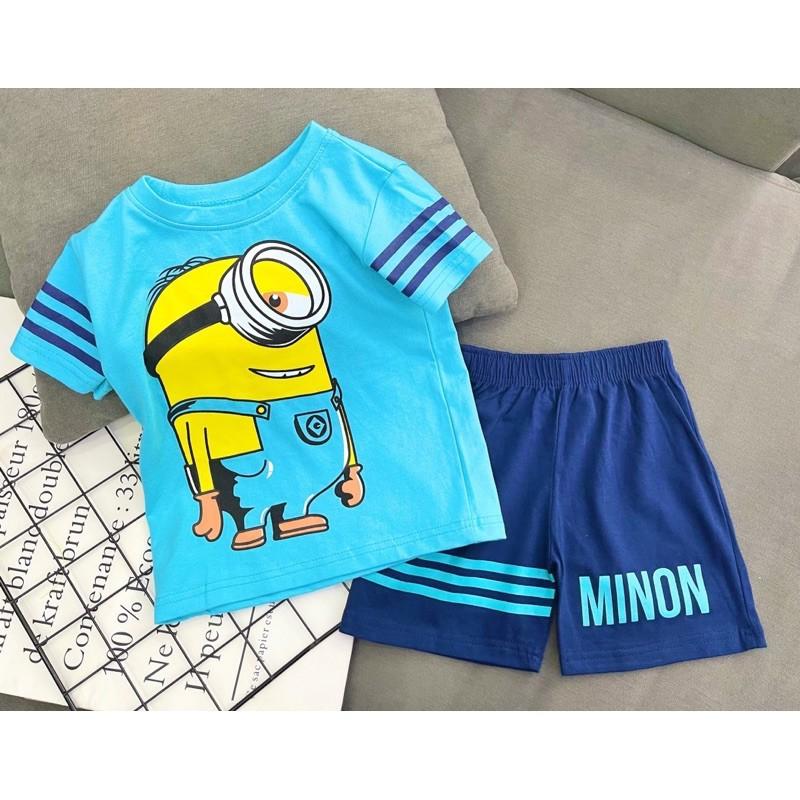 Bộ ngắn bé trai size đại thun cotton in hình cá tính - pikakids