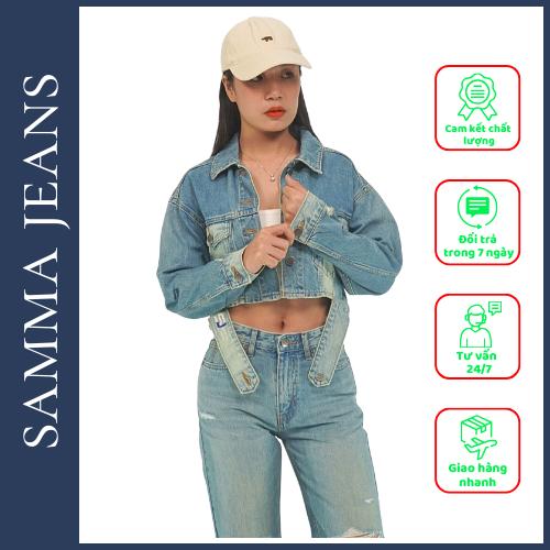 Quần jean nữ ống suông CẠP THÊU P17, Quần bò nữ ống suông bigsize, co giãn Cao Cấp, Trẻ Trung - thương hiệu Samma Jeans.