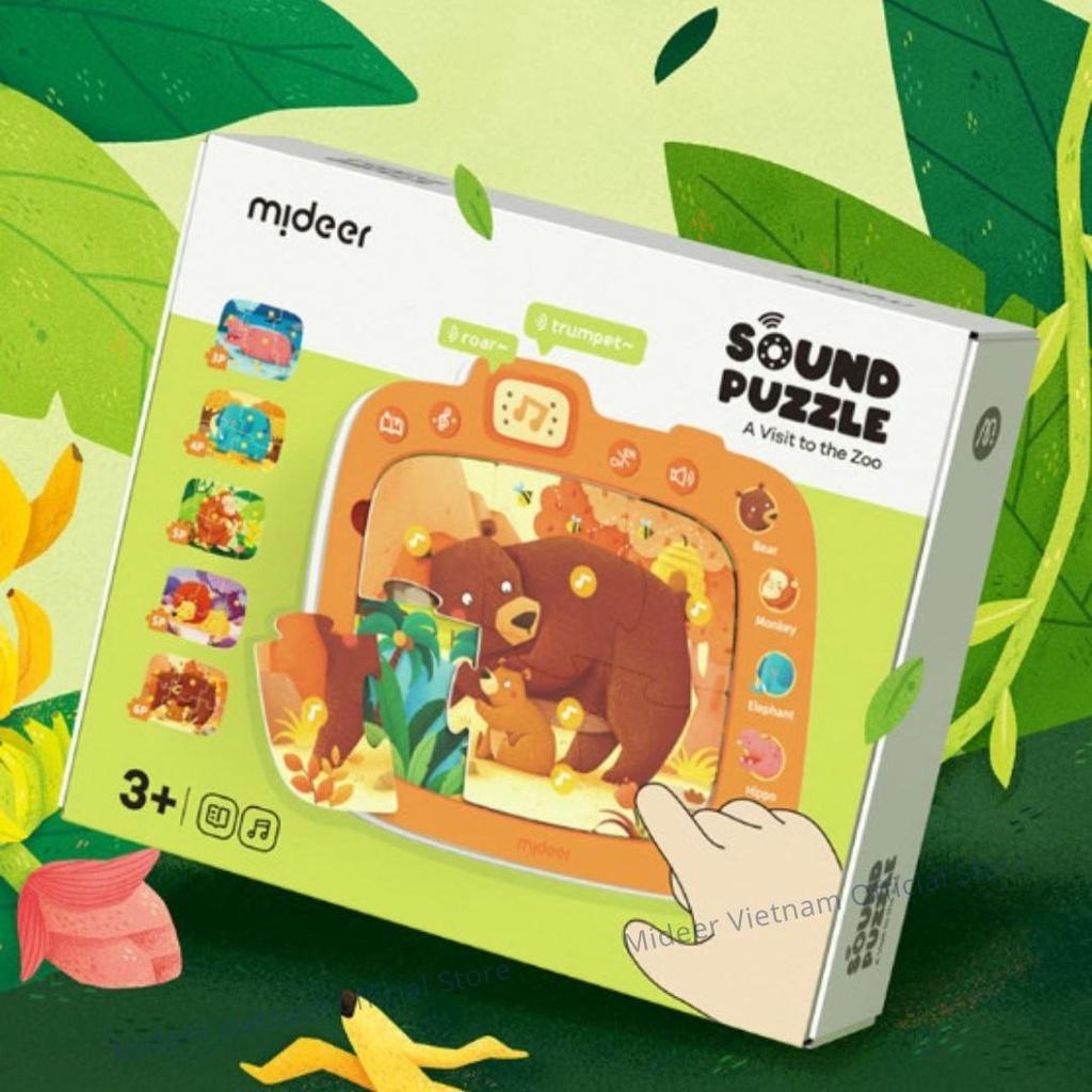 Tranh ghép hình Mideer con vật có âm thanh Sound Puzzle cho bé 1 2 3 Tuổi