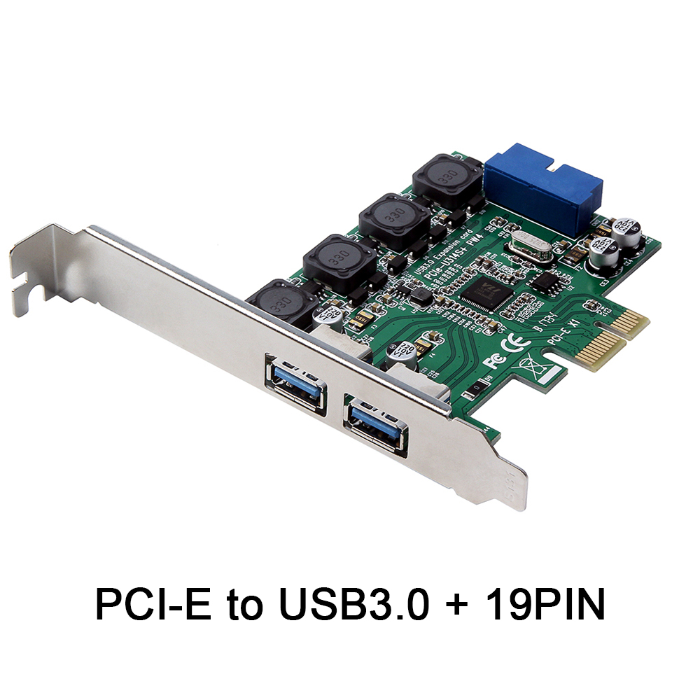 Thẻ mở rộng 2 cổng USB 3.0 19-PIN sang PCI-E tốc độ cao chuyển đổi PCI Express cho máy tính để bàn