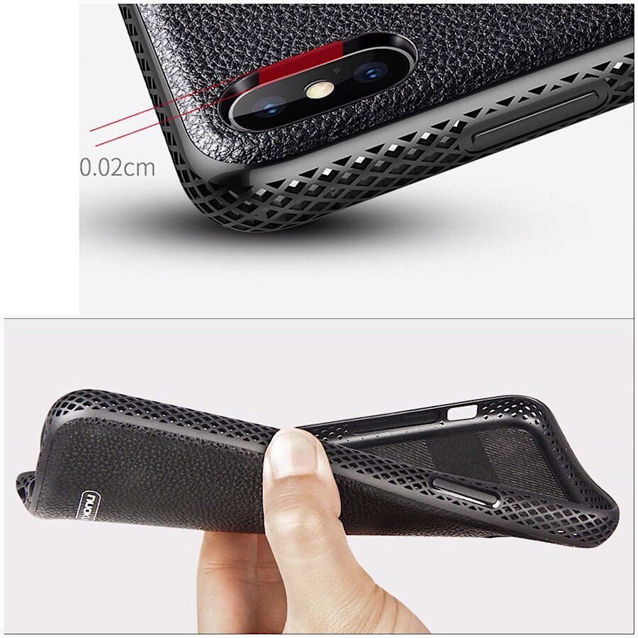 Ốp lưng cho iPhone Xs Max hiệu NUOKU Jazz Leather Bumper - Hàng Nhập Khẩu
