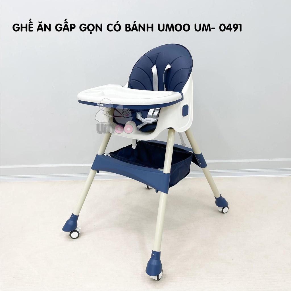 Ghế Ăn Dặm Gấp Gọn Có Bánh Xe UMOO/ V-BaBy / Honper Điều Chỉnh Độ Cao 2 Cấp Độ - Hàng nhập khẩu