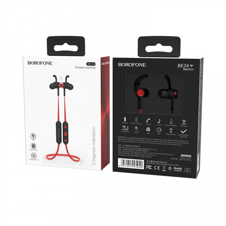 borofone be24 maxrun sports wireless earphones red box