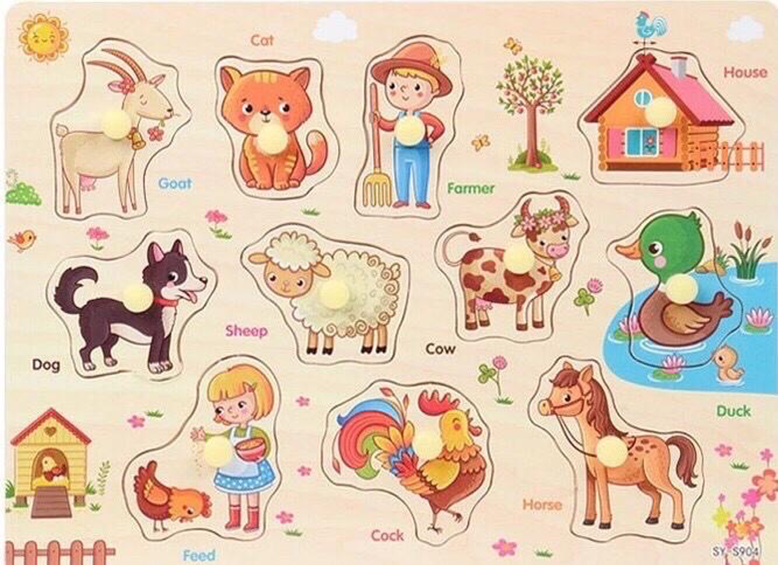 5 Bảng đồ chơi ghép gỗ có núm cho bé Mã 018
