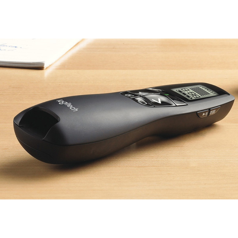 Bút trình chiếu Logitech R800 màn hình LCD, Usb 2.4 GHz phạm vi kết nối 30m - Hàng Chính Hãng