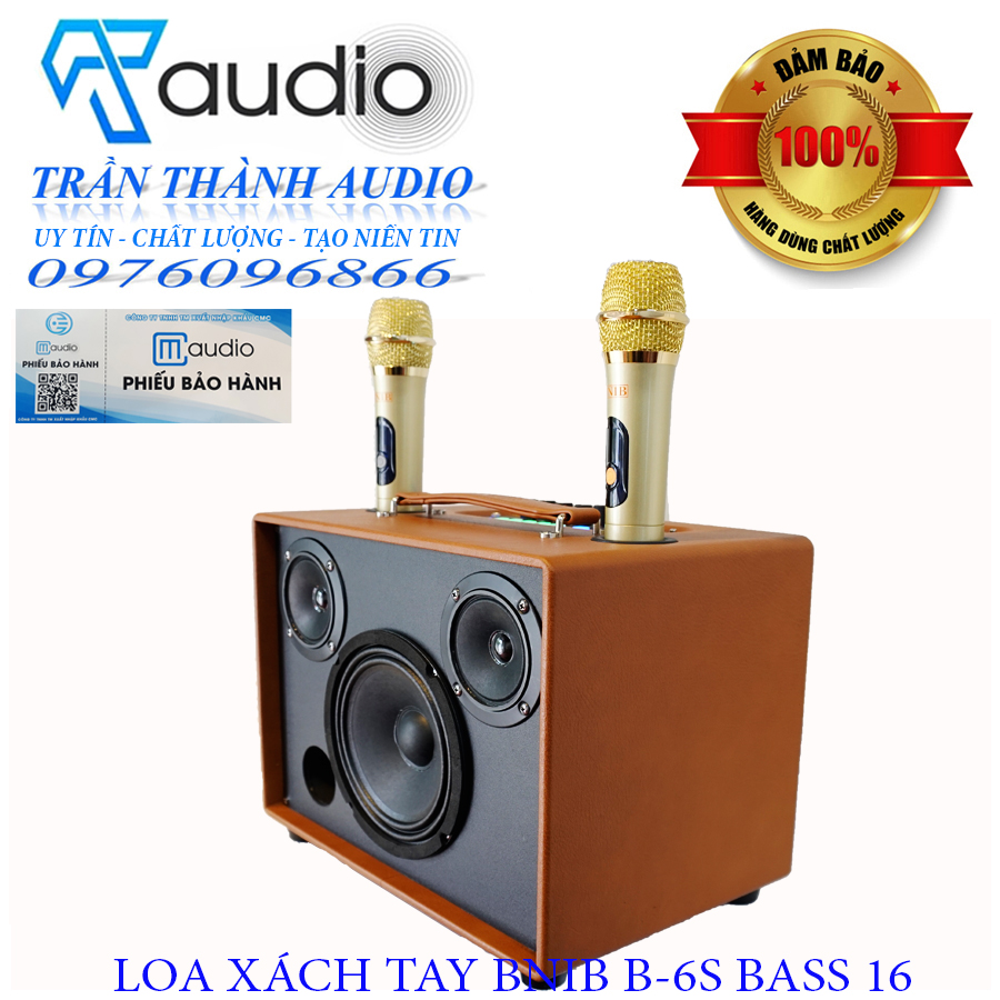 Loa xách tay Model BNIB-B6S bass 16 hàng chính hãng CMAUDIO nhập khẩu 2023 tặng bộ sạc pin và 4 pin tiểu 1200mah