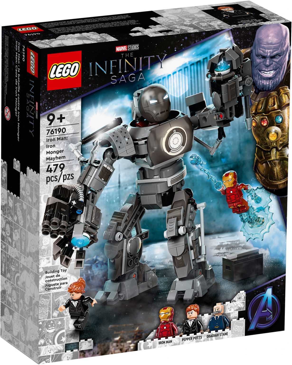 LEGO - 76190 Marvel Iron Man: Đồ chơi nhân vật nhỏ và siêu anh hùng hủy diệt của Iron Monger