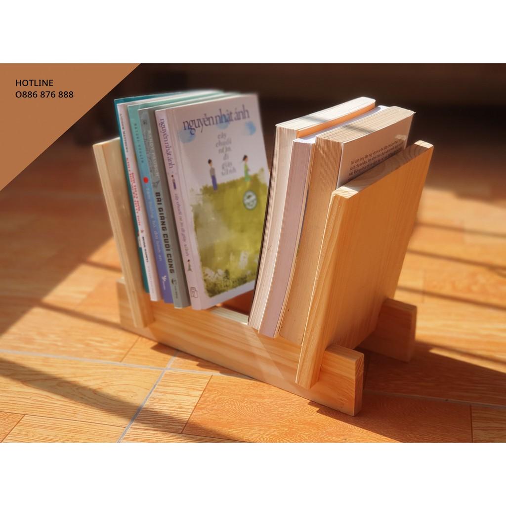 Kệ gỗ đựng sách, giá sách mini để bàn làm việc tinh tế, gọn gàng
