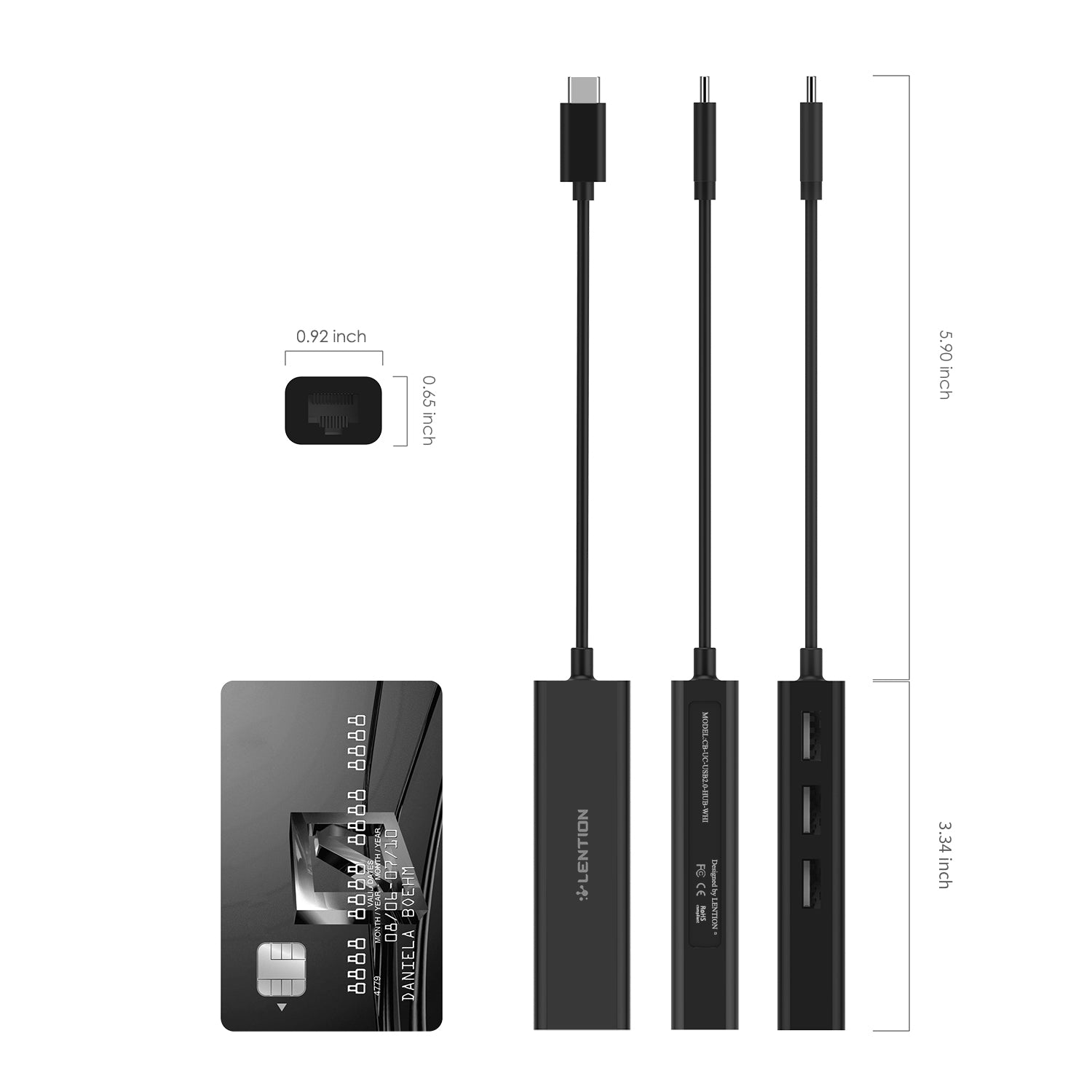 Bộ chuyển đổi USB-C 4 trong 1 Lention UC-USB2.0 Hàng Chính Hãng