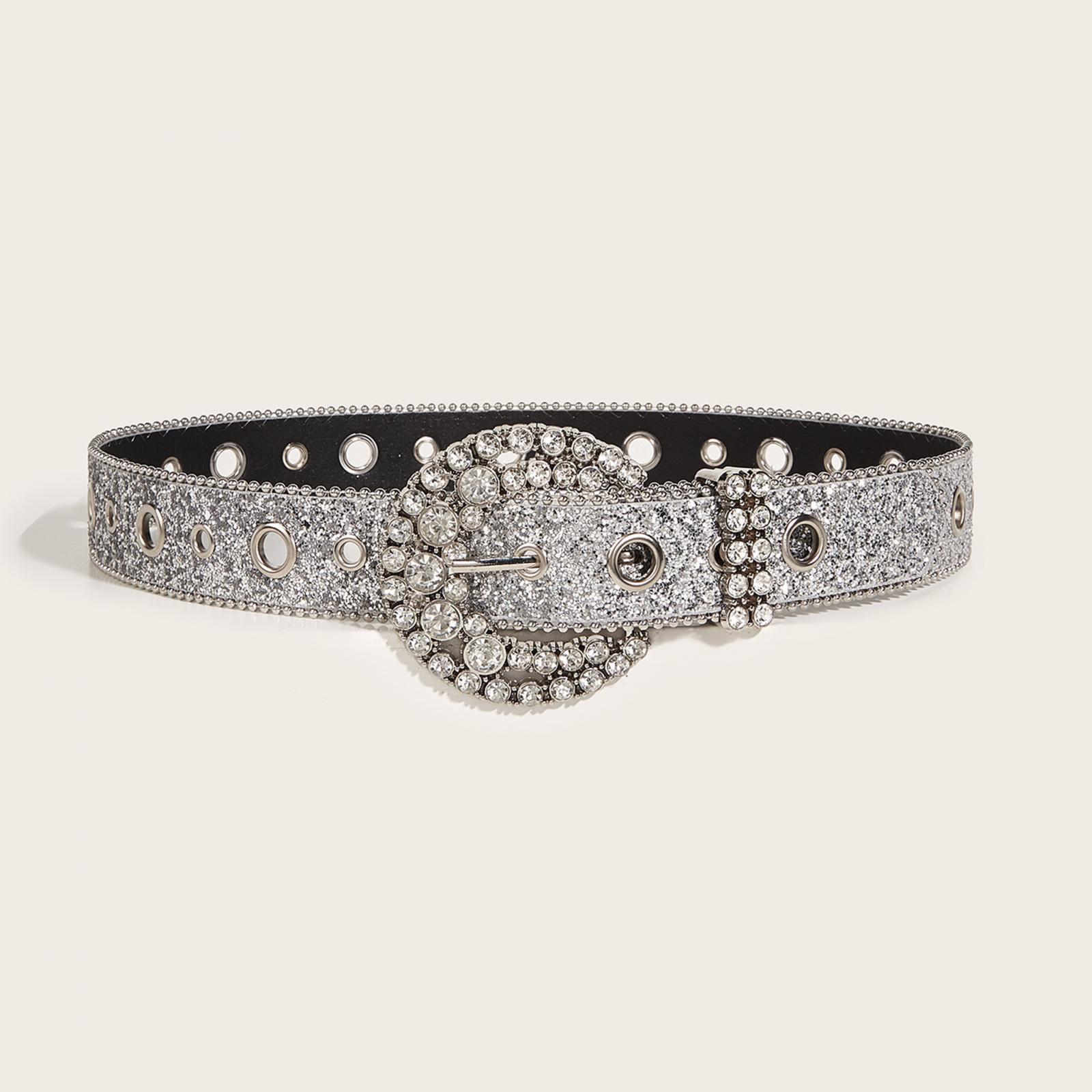 Rhinestone Belt Cowgirl Cowboy for Women Men Pants PU Leather Belt