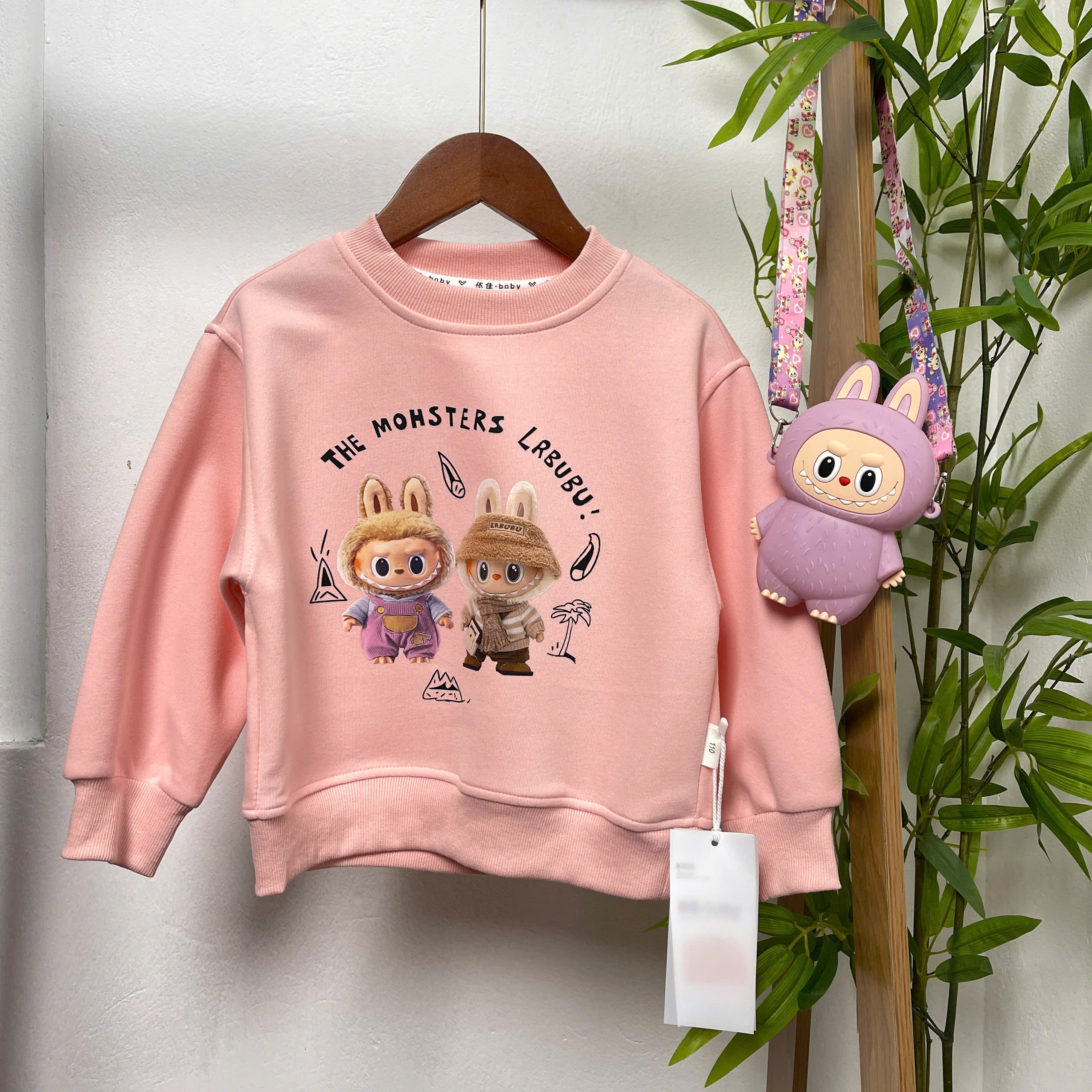 Áo nỉ bé gái cổ tròn tặng túi 4-10 tuổi hình kuromi và thỏ chất liệu cao cấp kiểu dáng thời trang