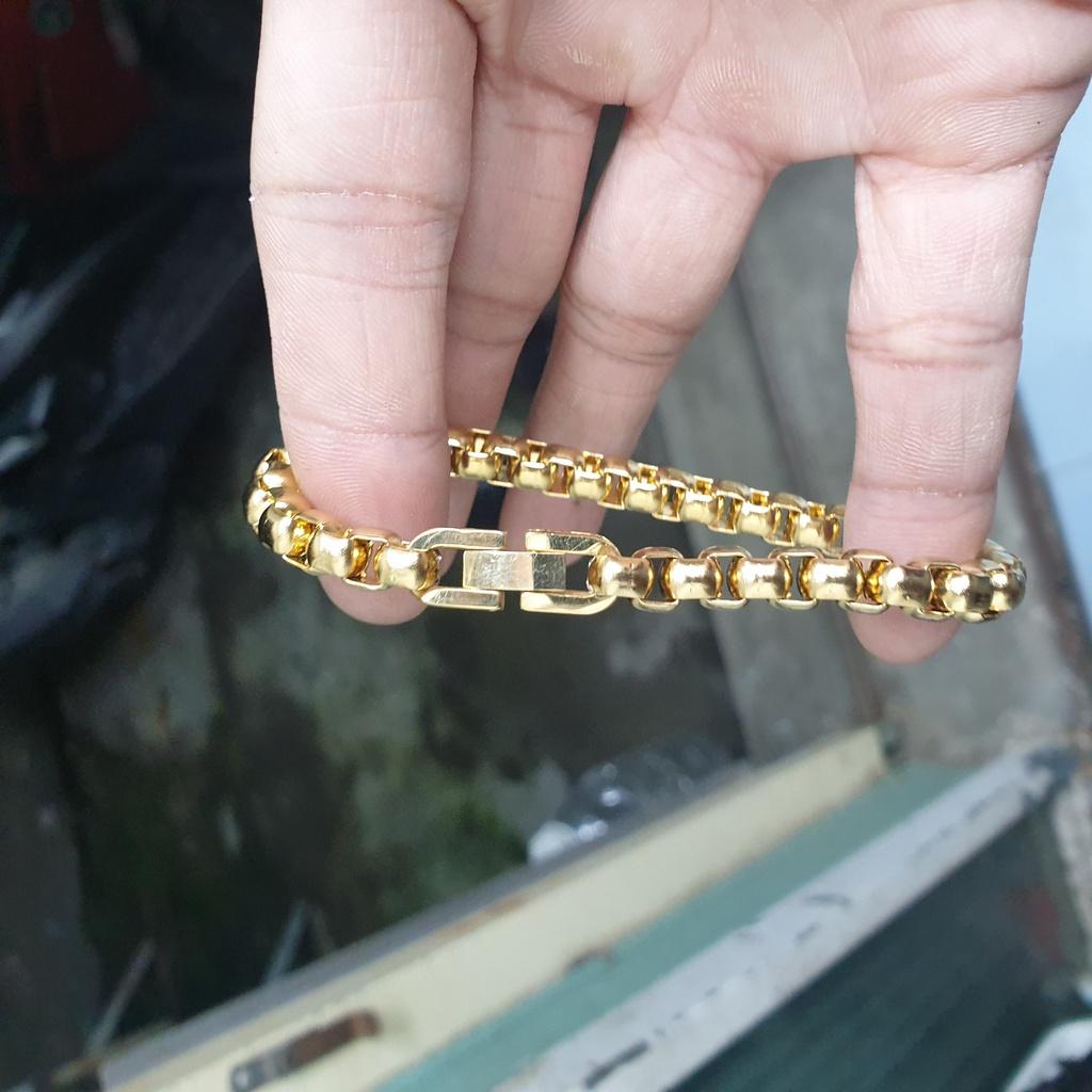 Lắc Tay Ống Vuông Bản 5MM Cao Cấp -Dùng tắm rửa thoải mái không đen rỉ- Bản khóa bấm