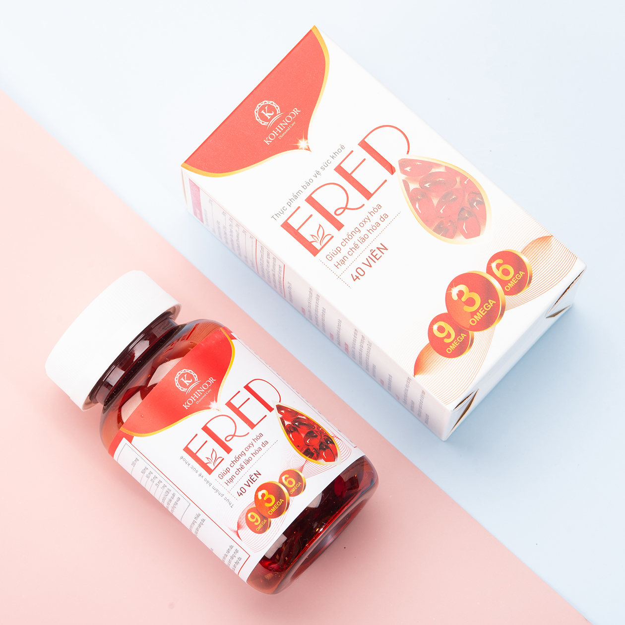 Vitamin E đỏ Ered - Làm đẹp da/Ngăn lão hoá da/Mờ thâm nám