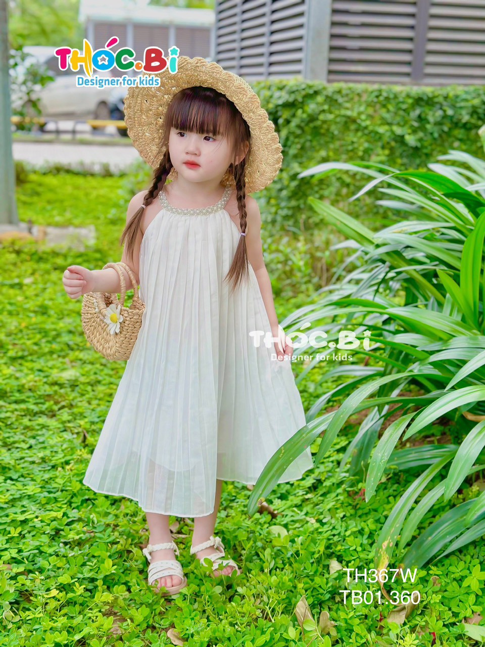 Váy 2 dây cho bé gái 2-11 tuổi cổ cách điệu đính hạt hàng thiết kế vải tơ nhẹ thoáng mát đáng yêu