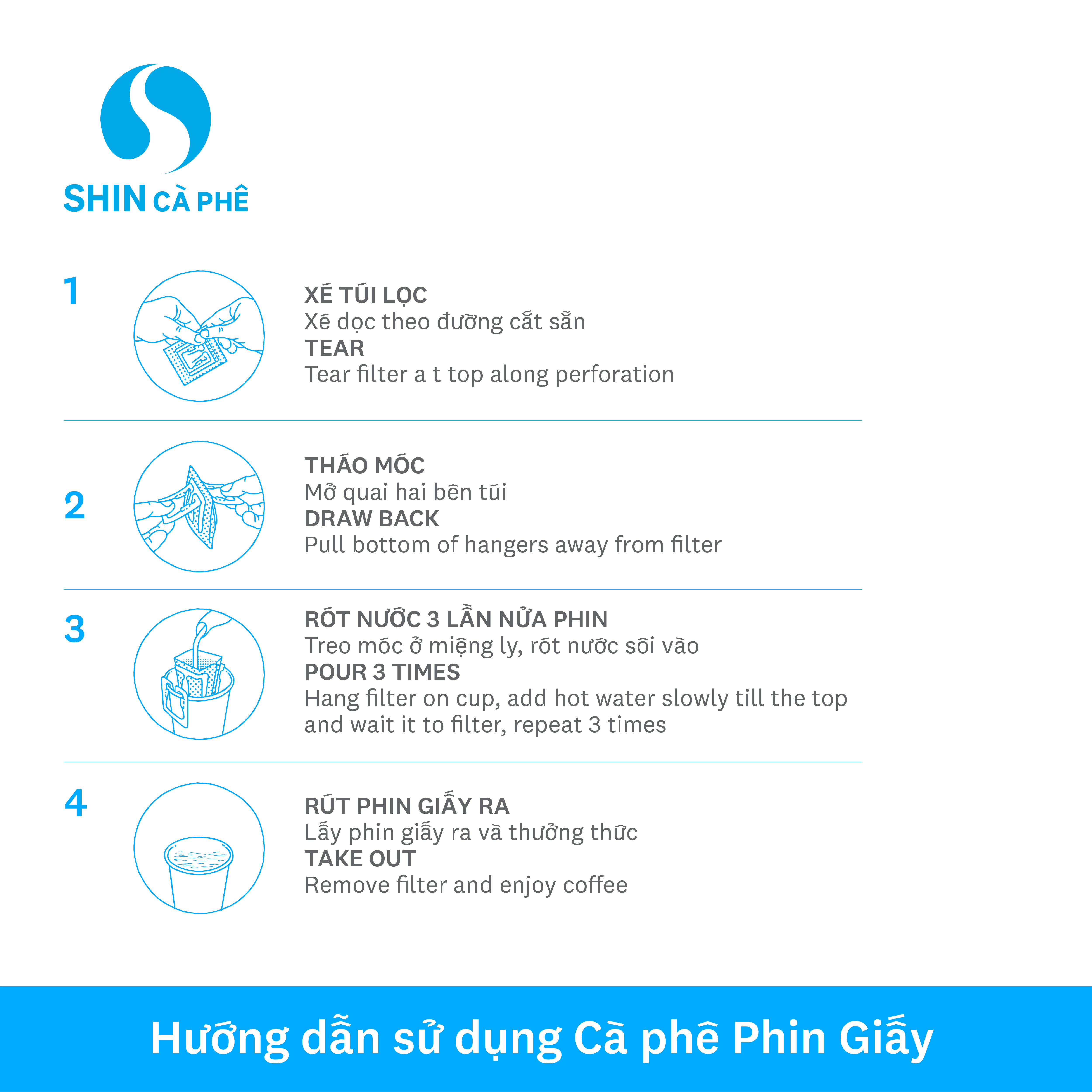 SHIN Cà Phê - DripBag Khe Sanh Blend hộp 10 gói - Phin Giấy tiện lợi