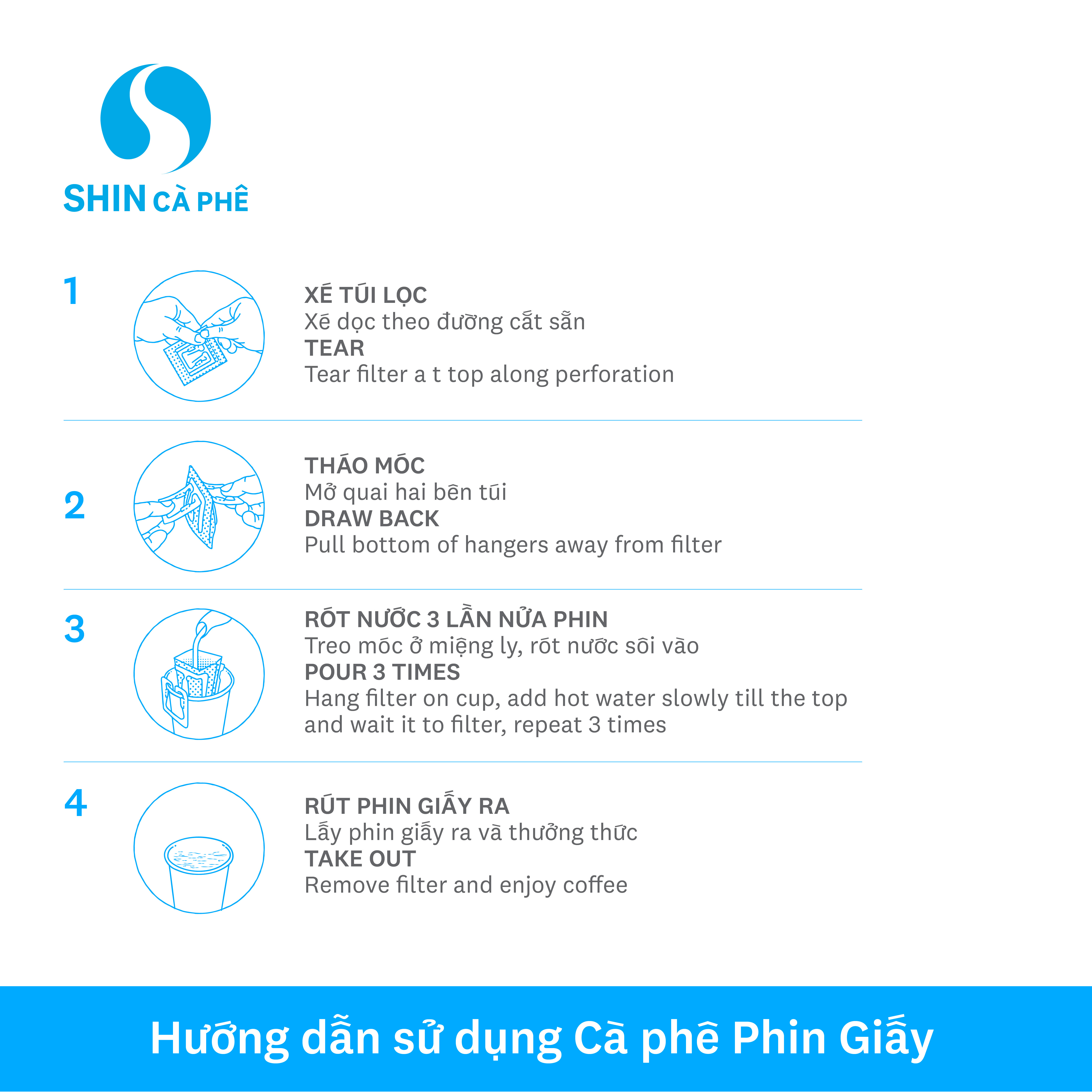 SHIN Cà Phê - Khe Sanh Blend Phin Giấy tiện lợi hộp 5 gói