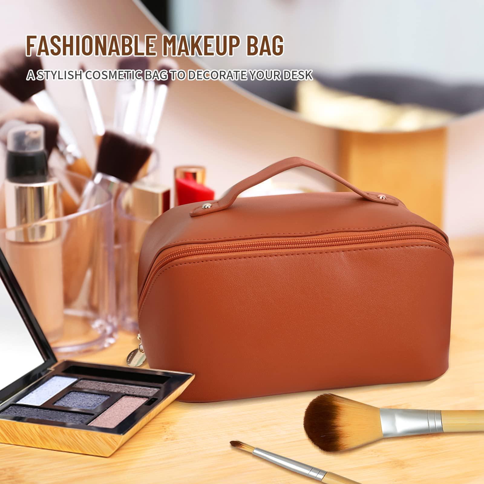 Túi mỹ phẩm công suất lớn Túi trang điểm di động Túi trang điểm không thấm nước đa chức năng Mùa thu Bút chì Túi trang điểm với khóa kéo bằng vàng cho phụ nữ