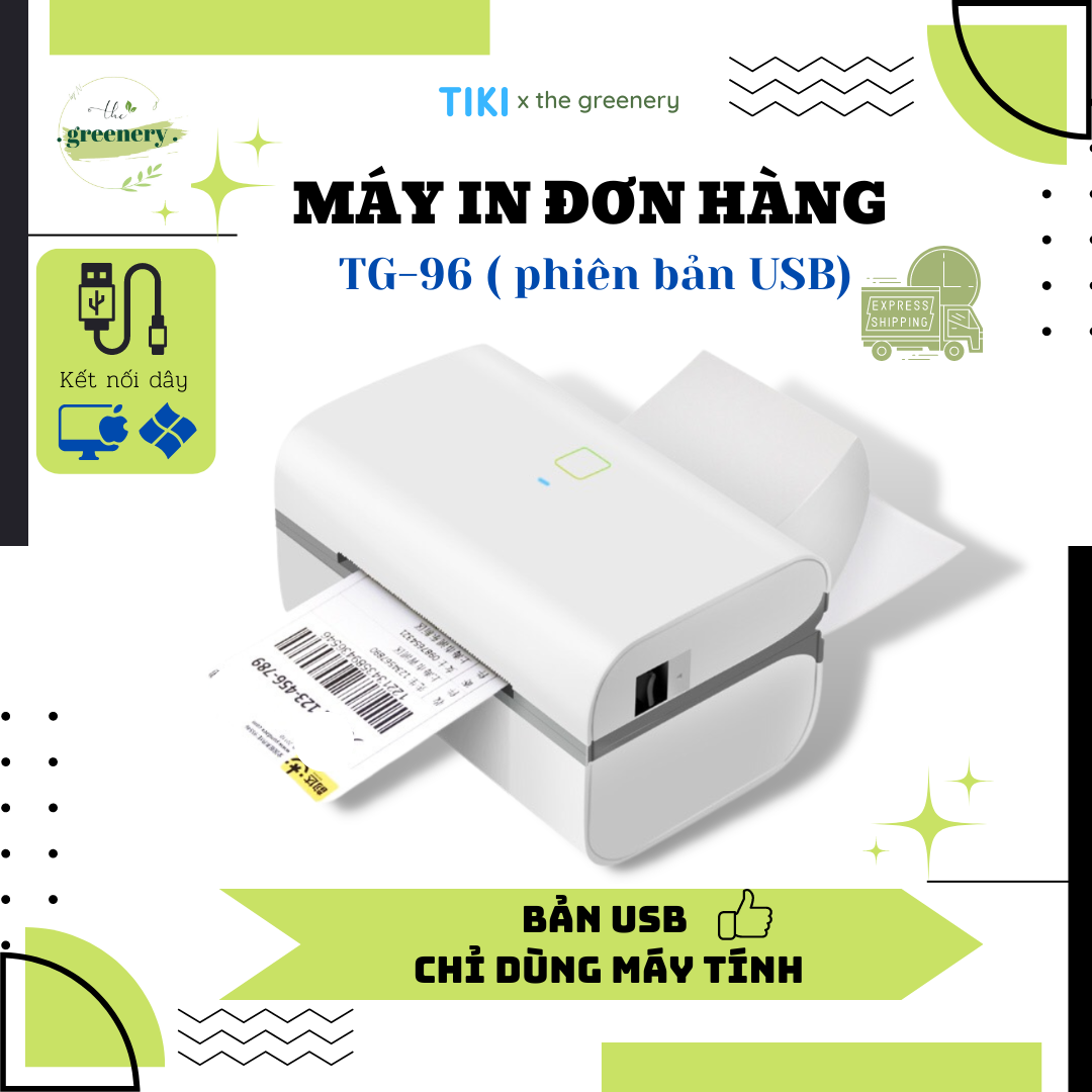 Máy in nhiệt TG-96BT  kết nối Bluetooth/USB in bằng Điện Thoại và Máy Tính, In Đơn Hàng các sàn Thương Mại Điện Tử, Tem nhãn, Mã Vạch, File tự thiết kế