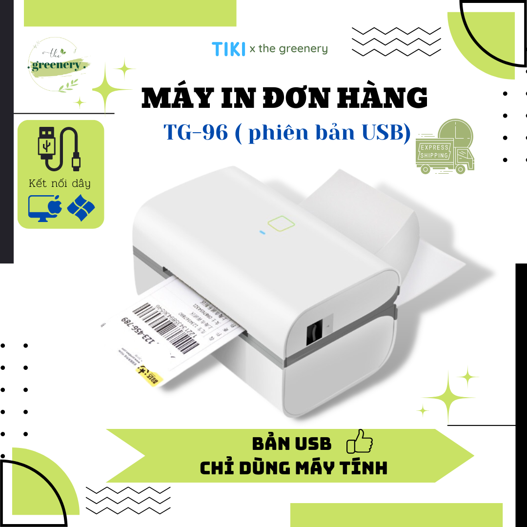 Máy in nhiệt TG-96BT (Khổ A7) kết nối Bluetooth/USB in bằng Điện Thoại và Máy Tính, In Đơn Hàng các sàn Thương Mại Điện Tử, Tem nhãn, Mã Vạch, File tự thiết kế