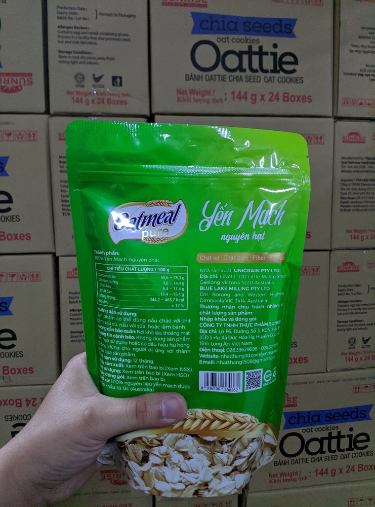 Yến mạch úc nguyên hạt Oatmeal Pure gói 400g