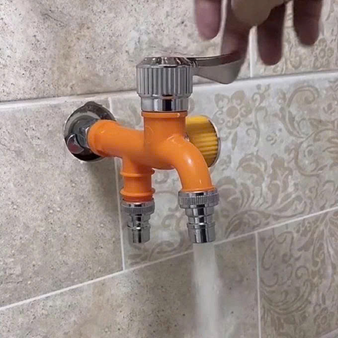 Vòi Nước Đôi Chia 2 Đầu – Van Cổng Xả Riêng Biệt, Chống Gỉ Sét, Bền Bỉ