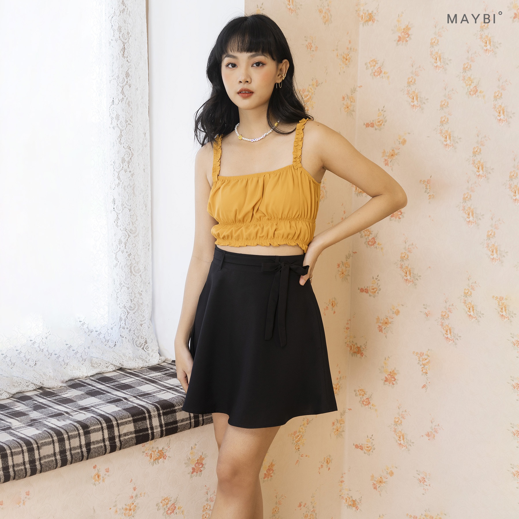 MAYBI - Chân váy A phối nơ