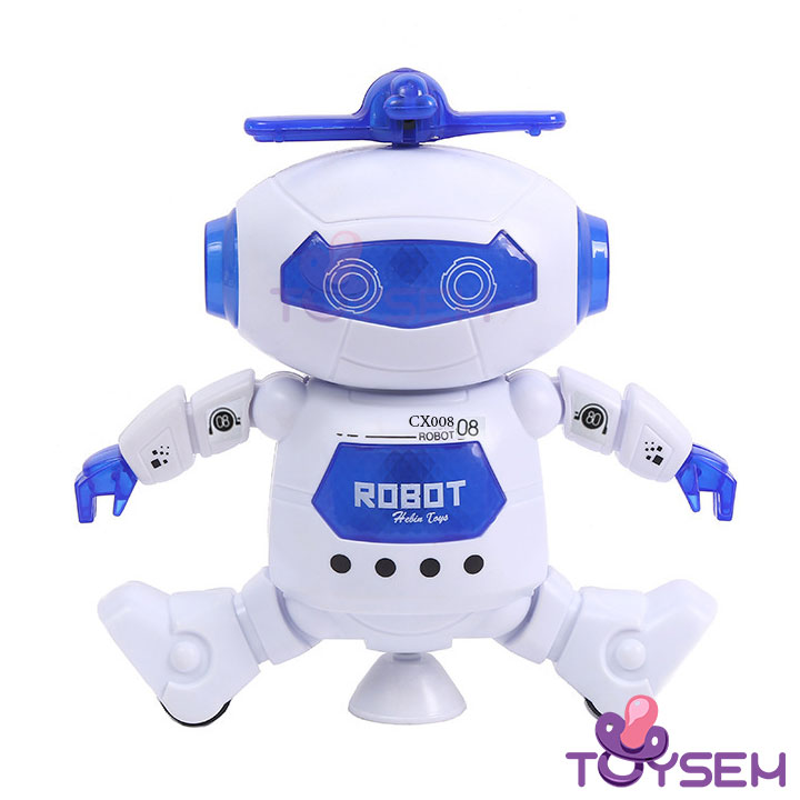 Đồ chơi robot nhảy múa theo nhạc xoay 360 có đèn led vui nhộn - Người máy đồ chơi nhún nhảy - Thế giới đồ chơi Toysem - Quà tặng sinh nhật cho bé trai bé gái cute