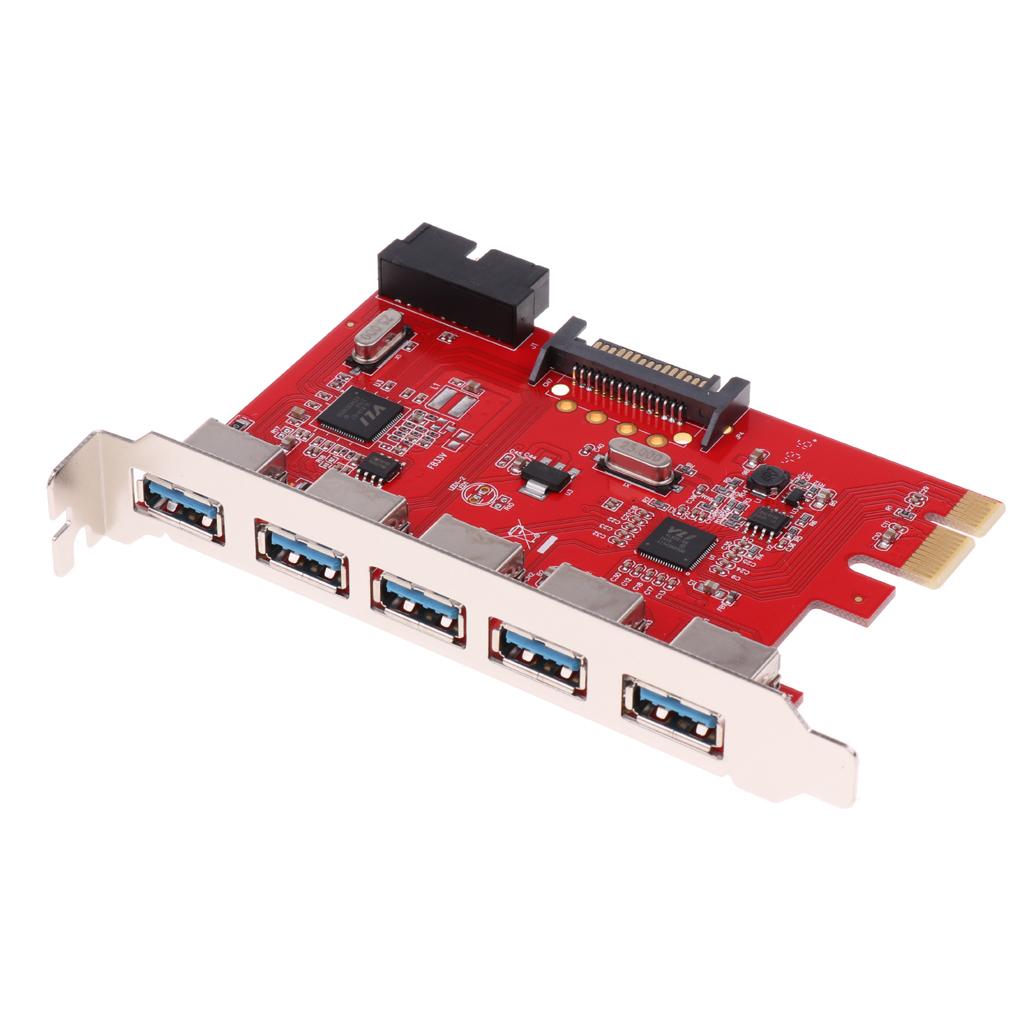 5 Ports PCI-E to USB 3.0 PCI Express Card Adapter USB3.0 Hub for Windows XP