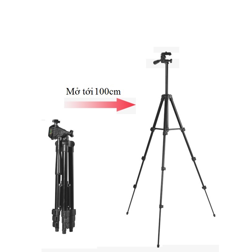 Chân giá đỡ điện thoại chụp ảnh camera gậy tripod 3 chân kèm kẹp giá tốt AURU312  Hàng Chính Hãng