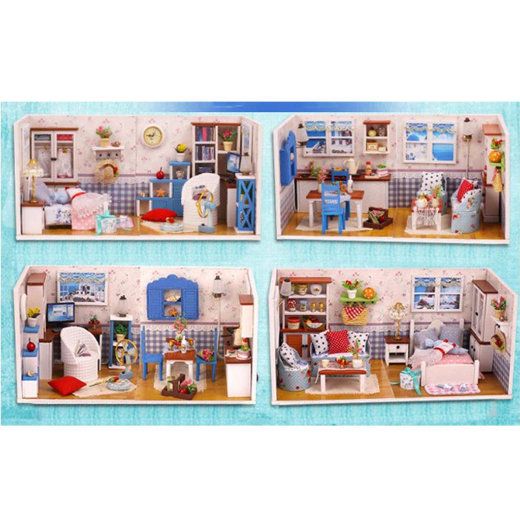 DIY Miniature Dollhouse Kit with Furniture & LED Light, 1:24 Scale Model 3D House Kit, Best Birthday/Christmas Gift for Kids Adults