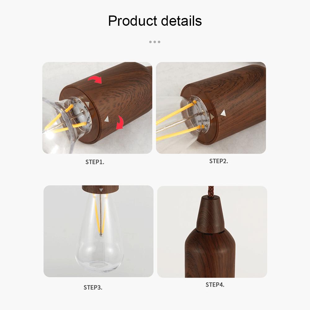 Portable Camping Light Retro LED Pull Cord Lamp Bulb Campsite Decorative Light Tent Pendant Light Waterproof for Outdoor Camping Hiking Fishing Garden Party