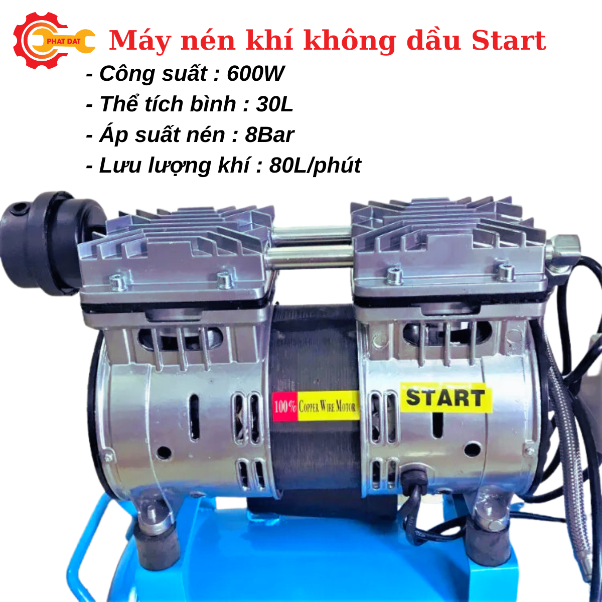 Máy nén khí giảm âm không dầu Start 30L 