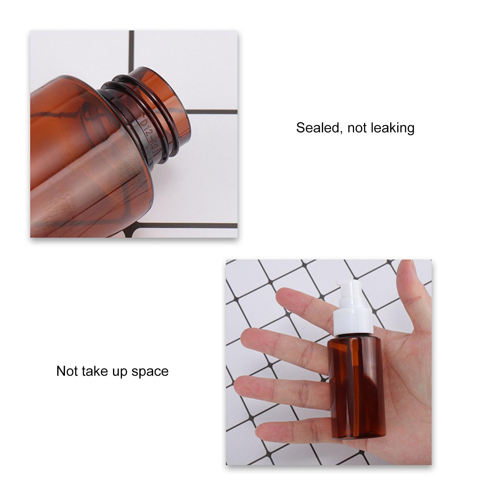 6 chai xịt rỗng bằng nhựa PET màu nâu trong suốt có nắp đậy 60g, dùng đựng dầu gội, sữa rửa mặt, nhỏ gọn tiện dụng