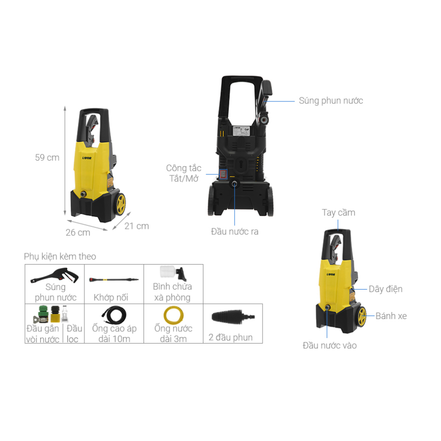 Máy phun xịt rửa áp lực nước Lavor SMART-PLUS130 - Hàng chính hãng