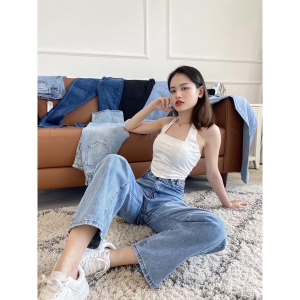 Quần jean ống rộng cạp cao REVERCLOTHINGS Lixie