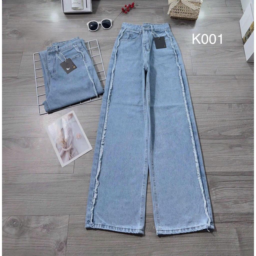 QUẦN JEANS MỀM ỐNG RỘNG VIỀN HÔNG