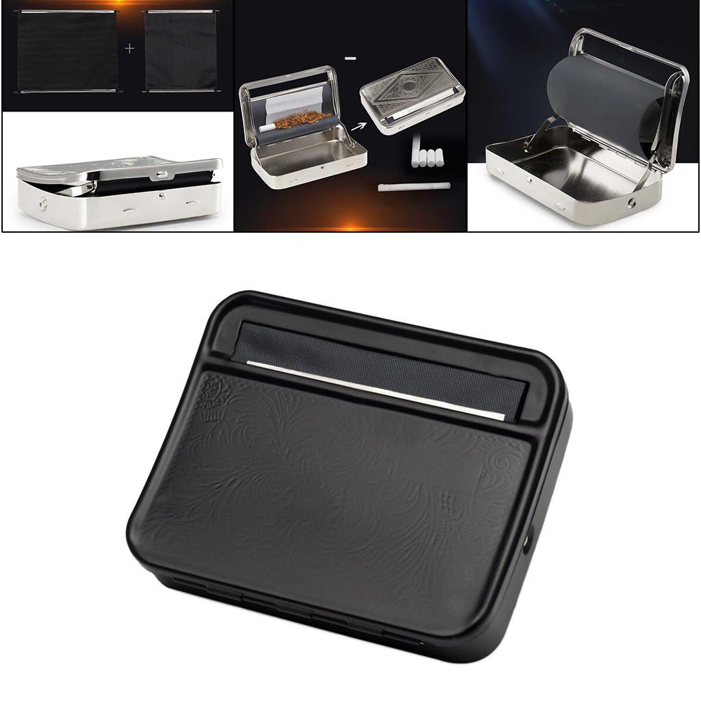 2X Metal Manual Tobacco Roller Box Machine Cigarettes Accs Black 78mm