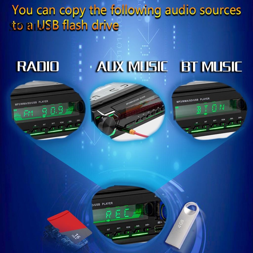 *QCDZ* 12V Universal 7 Colors Light FM Radio Player Portable Dual Bluetooth Handsfree Stereo USB MP3 Music Player for Car Center Control Modification