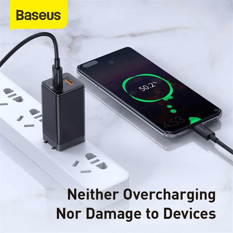 Adapter củ cóc sạc nhanh 45W đa năng USB & PD type c hiệu Baseus GaN Mini Quick Charger chuẩn sạc nhanh PD 3.0 & QC 4.0 tặng dây sạc nhanh Type-C 3A, công nghệ GAN thế hệ 2, chip BPS 2.0 - Hàng nhập khẩu