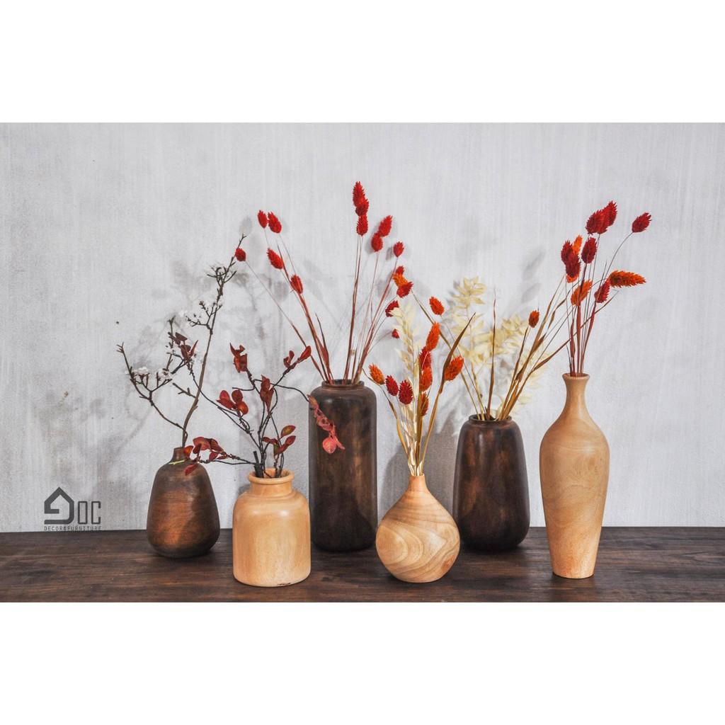 Lọ hoa gỗ trang trí, bình hoa gỗ nghệ thuật, đồ decor Góc Decor