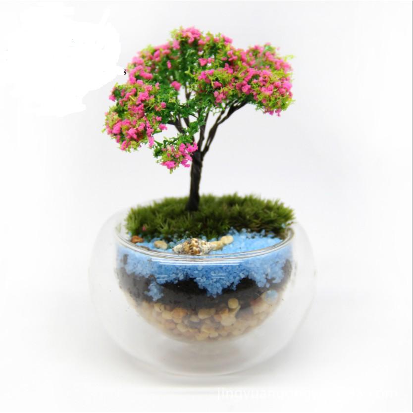 Mẫu bonsai cây xanh hoa đỏ DIY cho các bạn trang trí bàn làm việc SMD-34