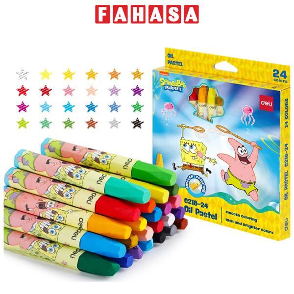 Hộp 24 Bút Sáp Dầu - Hình Bọt Biển Spongebob - Deli C218-24