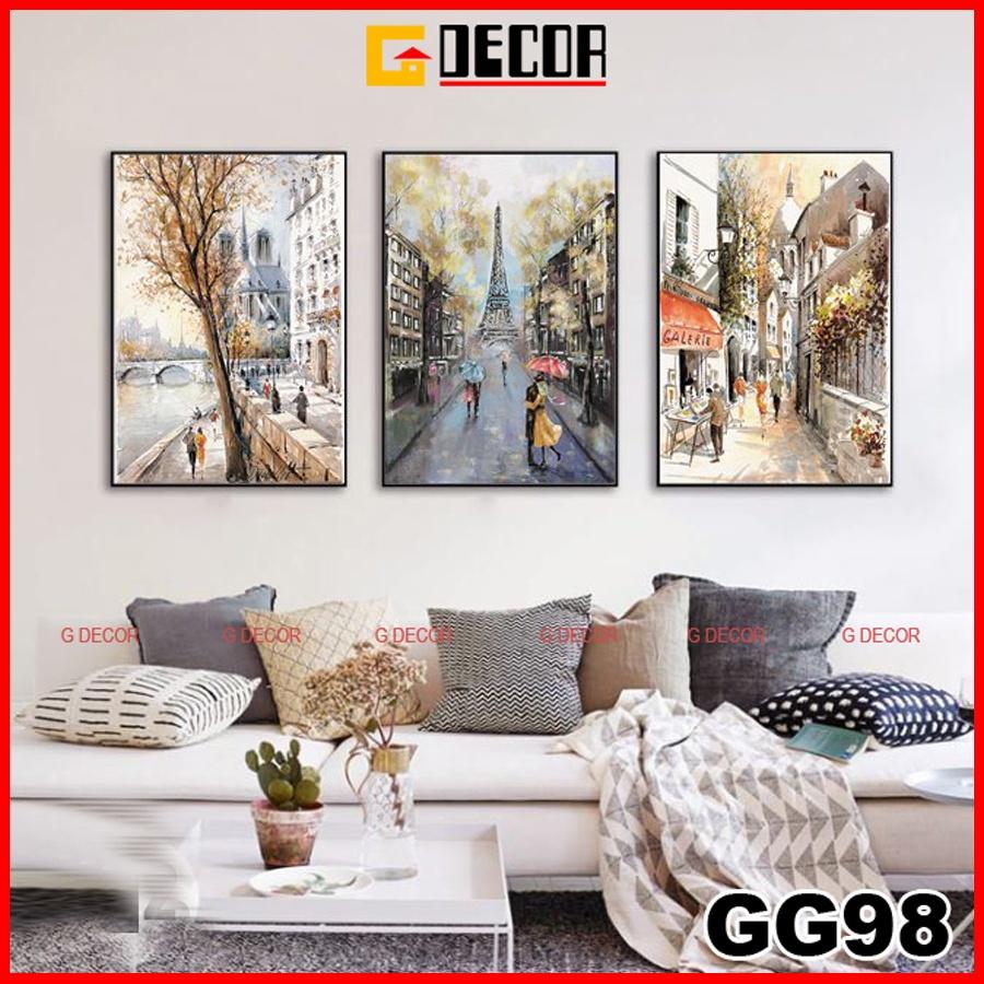 Tranh treo tường canvas 3 bức phong cách hiện đại Bắc Âu 98, tranh phong cảnh trang trí phòng khách, phòng ngủ, phòng ăn