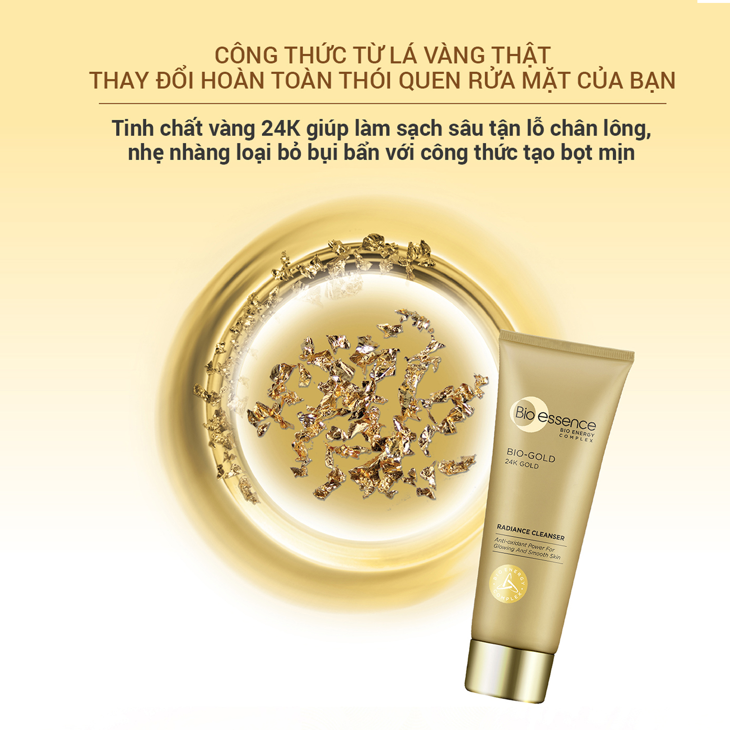 Sữa rửa mặt ngăn ngừa dấu hiệu lão hóa chiết xuất vàng sinh học 24K Bio-Gold Bio-essence 100gr