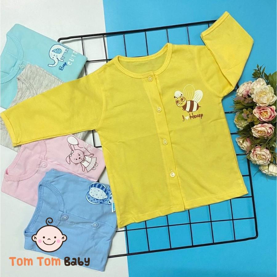 COMBO 10 Áo sơ sinh tay Dài cài Giữa Màu Thái Hà Thịnh - Chất vải cotton 100% mềm, mịn, thoáng mát, chất lượng