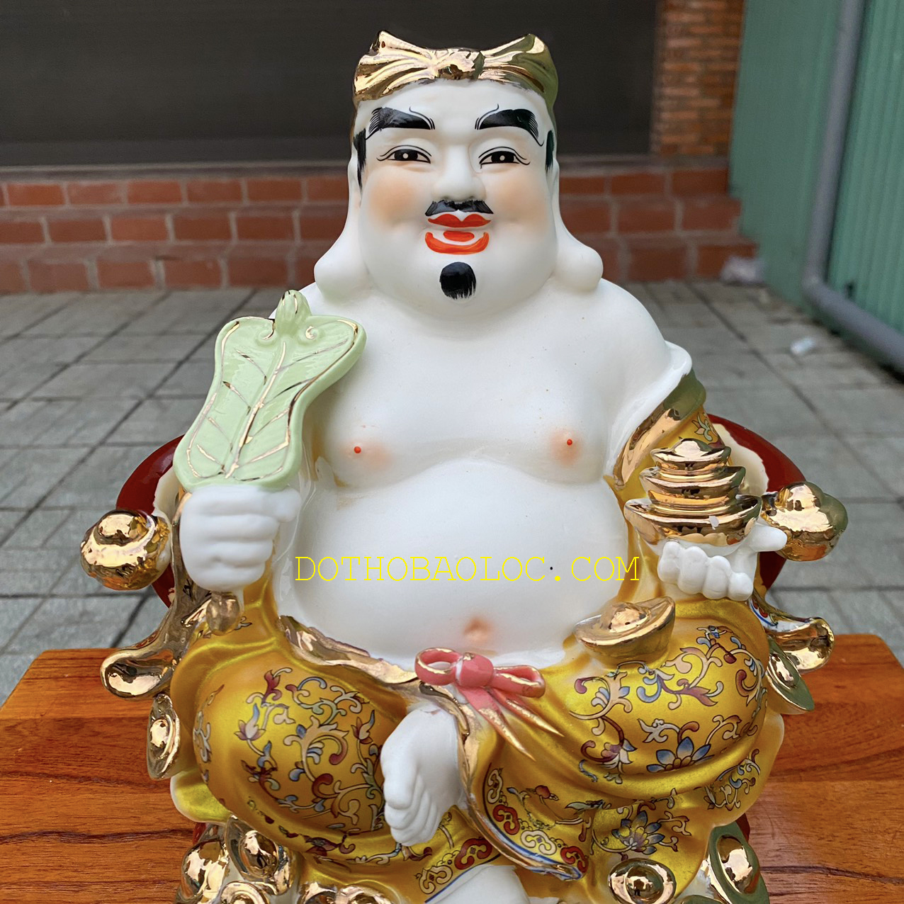Tượng Thần tài Thổ Địa áo gấm bằng sứ cao cấp cao 27cm