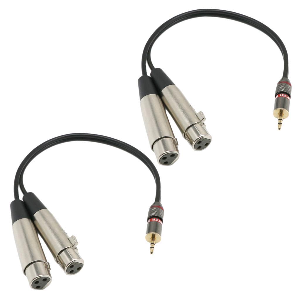 2x 1/8" 3.5mm Jack to Dual XLR Female Stereo Mic Audio Cable