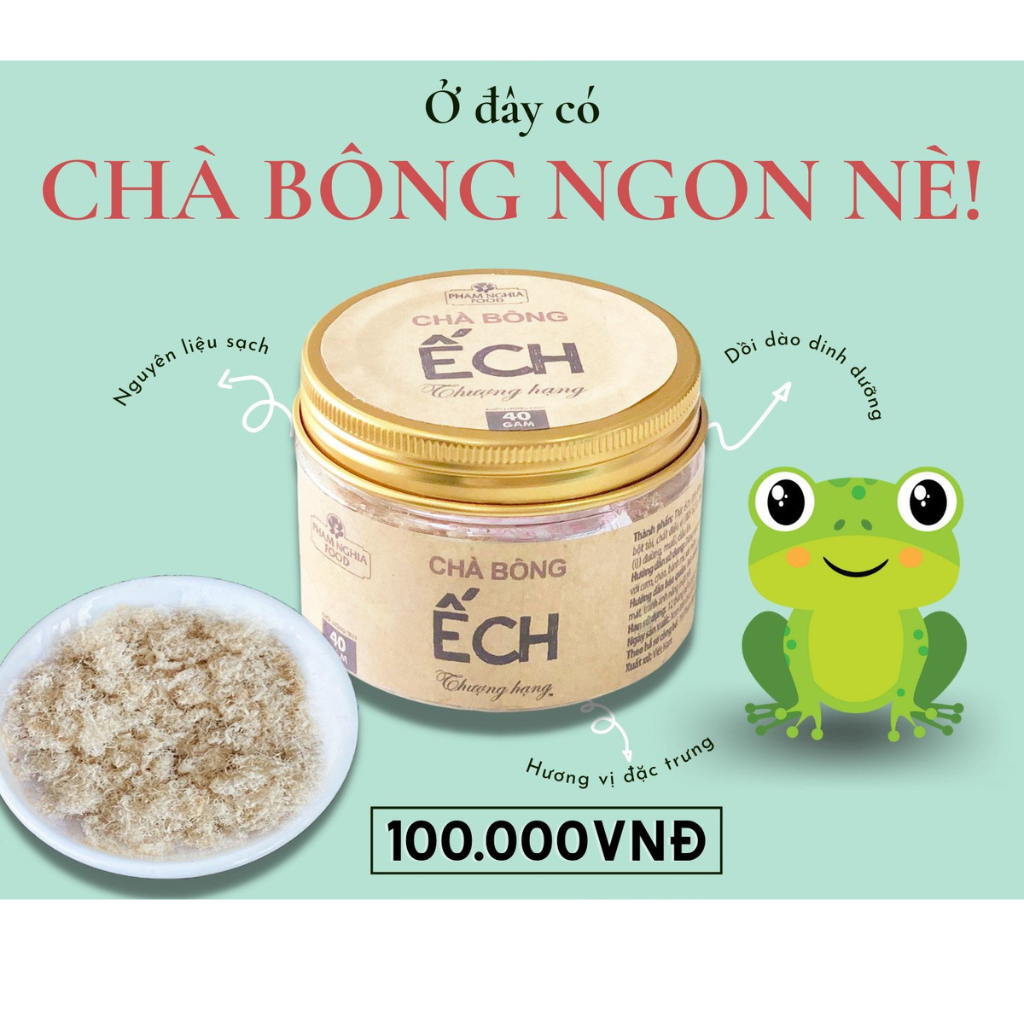 Chà bông Ếch thượng hạng phamnghiafood hũ 40gr - Ruốc ếch với 91.7% thịt Ếch tiêu chuẩn VietGap cho bé dinh dưỡng, cho mẹ nhàn tênh