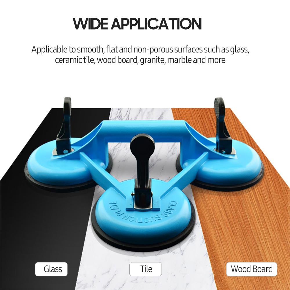 Glass Suction Cups Heavy Duty Aluminum Alloy Handheld Vacuum Panel Lifter Glass Sucker with Thick Large Rubber Pad for Lifting Moving Glass Ceramic Tiles Granite Marble